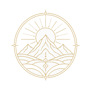 Geomantie-Symbol mit Bergen und harmonischen Linien