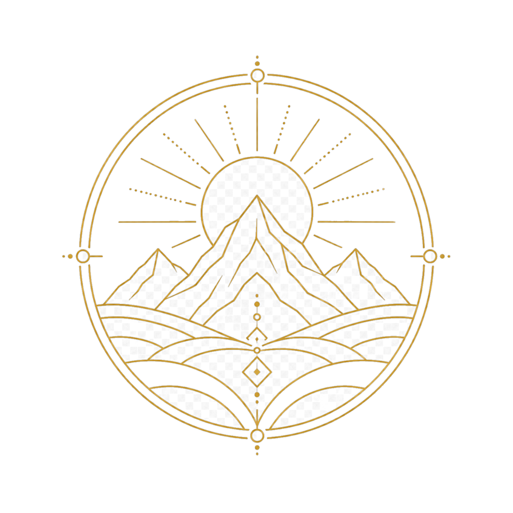 Geomantie-Symbol mit Bergen und harmonischen Linien