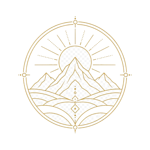 Geomantie-Symbol mit Bergen und harmonischen Linien