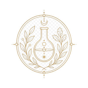 Alchemie- und Spagyrik-Symbol mit Labor-Kolben
