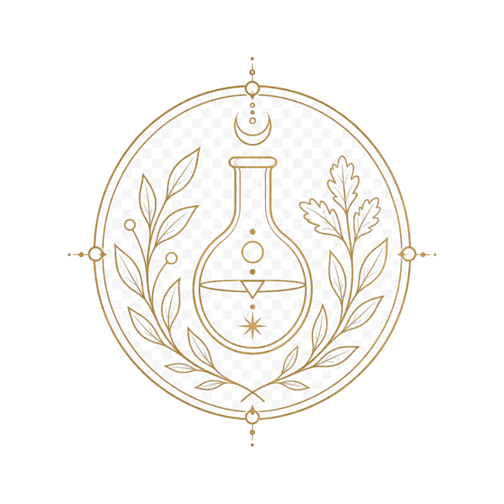 Alchemie- und Spagyrik-Symbol mit Labor-Kolben